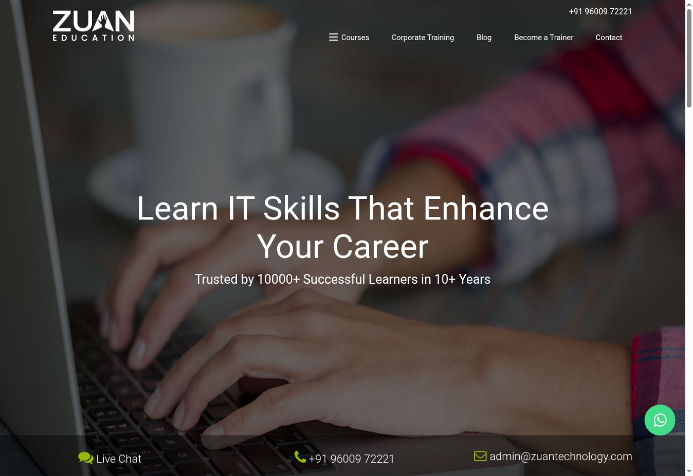 Zuan Education homepage screenshot captured September 28 2026