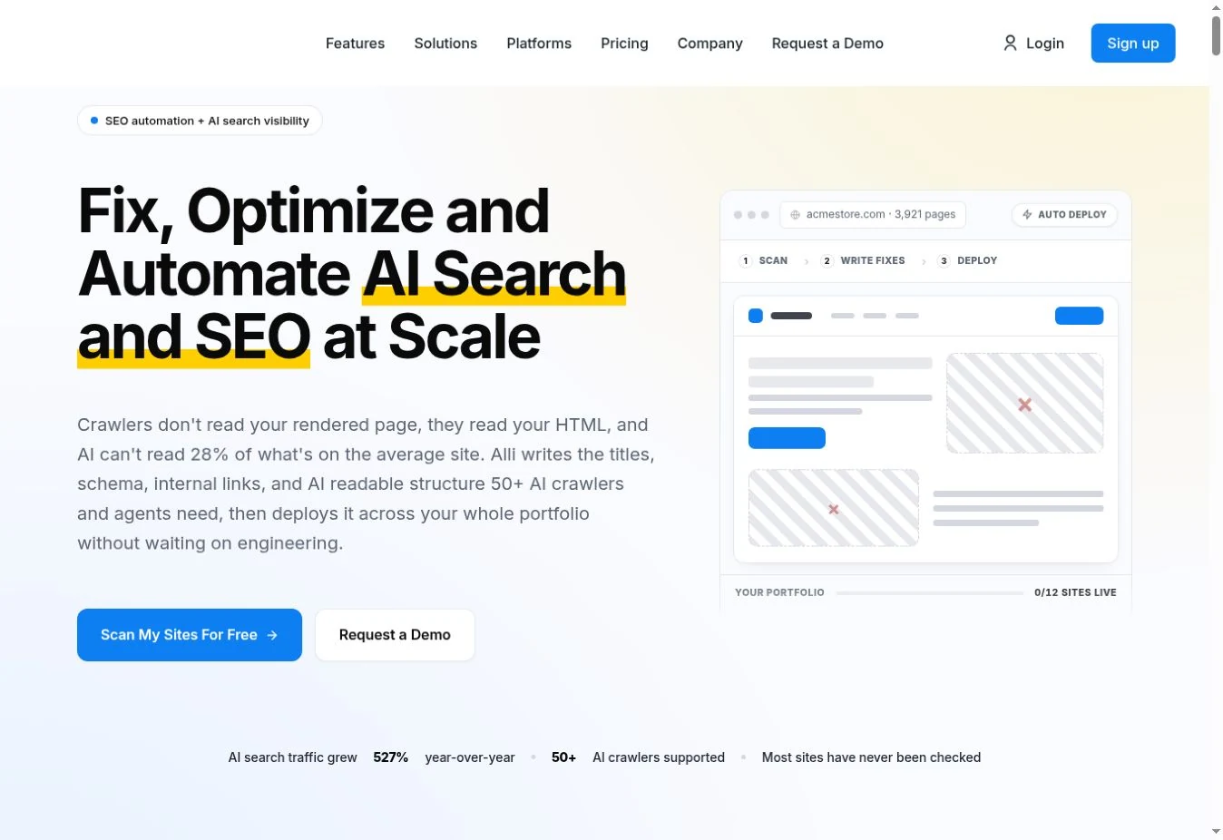Official Alli AI homepage captured on 1 October 2026