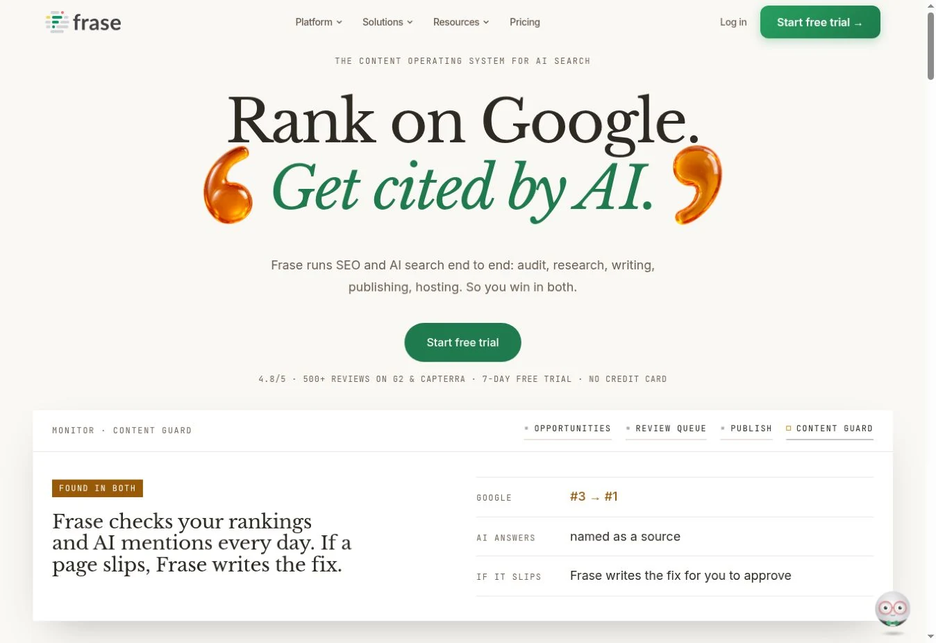 Official Frase homepage captured on 1 October 2026