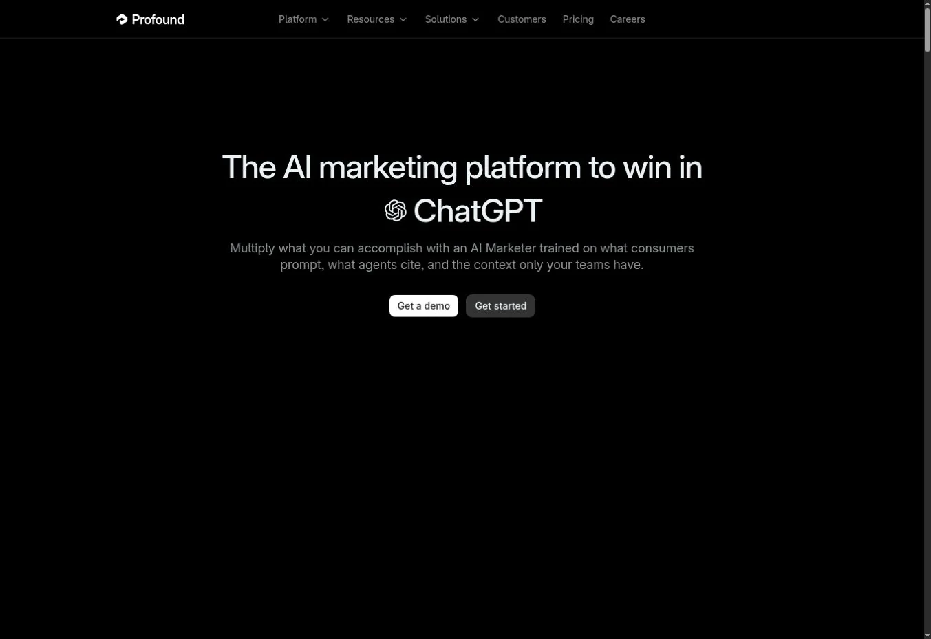 Official Profound homepage captured on 1 October 2026
