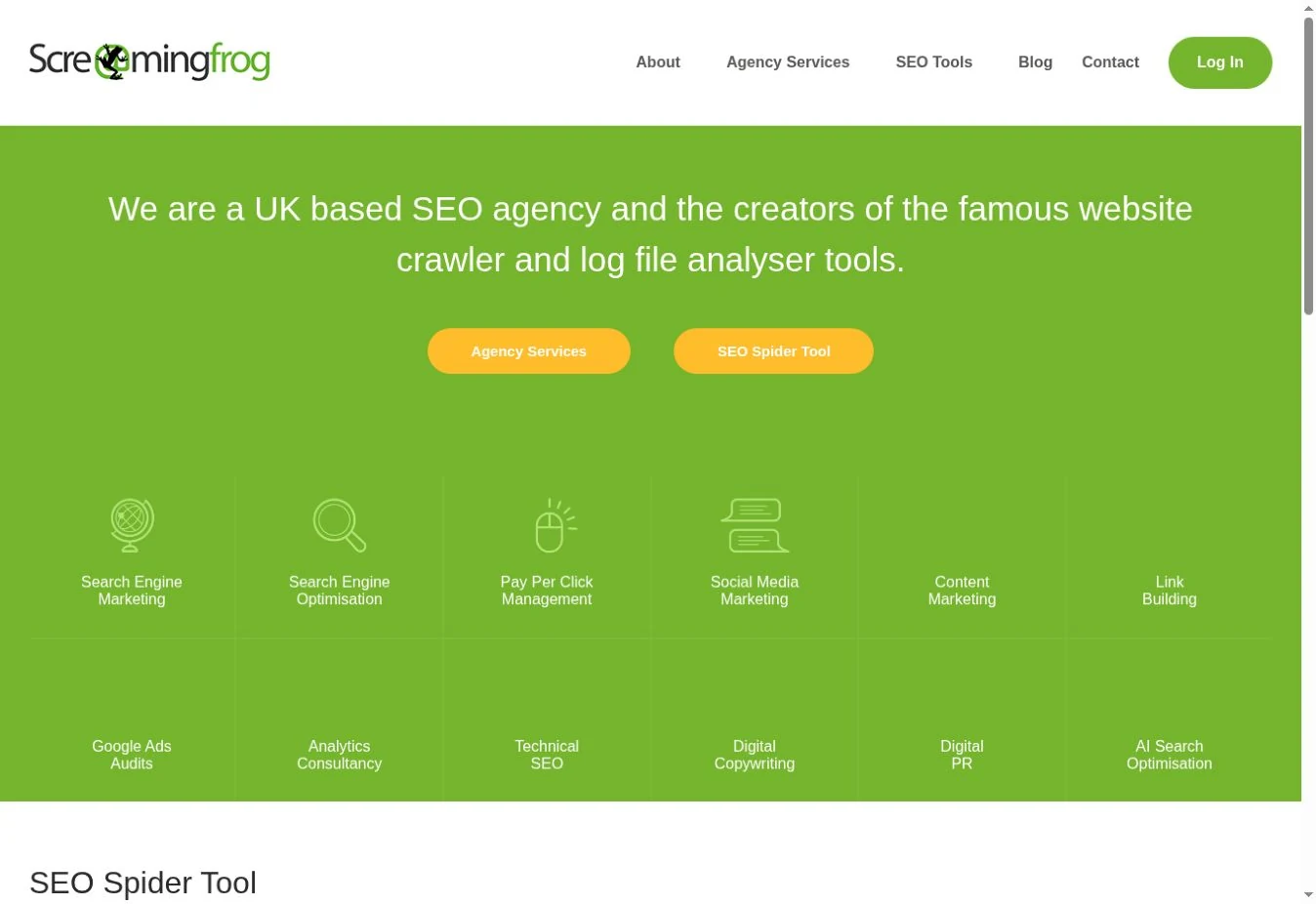 Official Screaming Frog homepage captured on 1 October 2026