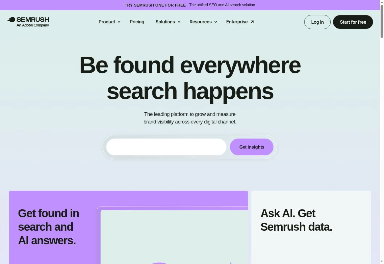 Official Semrush homepage captured on 1 October 2026