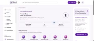 ZenX Community rewards page showing ZenX Coins, earned badges and follower milestones