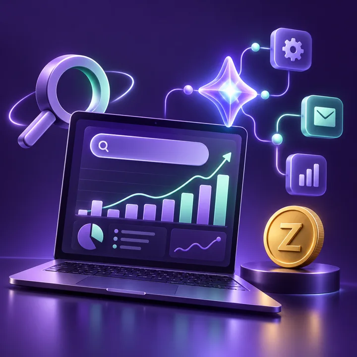 AI marketing learning studio with analytics, automation and a ZenX coin